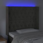 vidaXL Tête de lit à LED Gris foncé 103x16x118/128 cm Velours