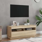 vidaXL Meuble TV avec lumières LED chêne sonoma 100x35x40 cm