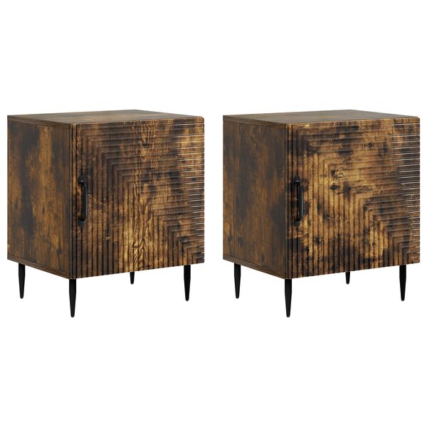 vidaXL Cabinet de chevet 2 Pièces Chêne fumé 43 x 34 5 x 50 cm