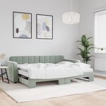 vidaXL Lit de jour avec gigogne et matelas gris clair 80x200cm velours