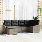 vidaXL Ensemble de canapé de jardin 6 Pièces Gris Poly rotin