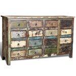 vidaXL Armoire avec 16 tiroirs en style antique Bois massif recyclé