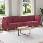 vidaXL Canapé modulaire avec rangement 4 Pièces Bordeaux Tissu
