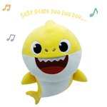 Baby Shark - Peluche sonore Baby Shark 30 cm - peluche musicale - bébé requin - jaune