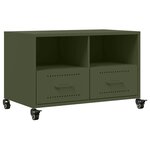 vidaXL Meuble TV vert olive 68x39x43 5 cm acier laminé à froid