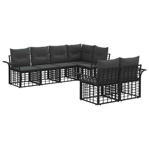 vidaXL Ensemble de canapés d'extérieur 7 Pièces Noir et Gris foncé