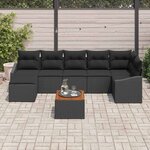 vidaXL Ensemble de canapé de jardin avec coussin 8 Pièces Noir Poly rotin