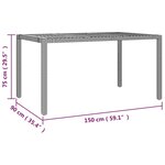 vidaXL Table de jardin et dessus en bois Gris Résine tressée et acacia