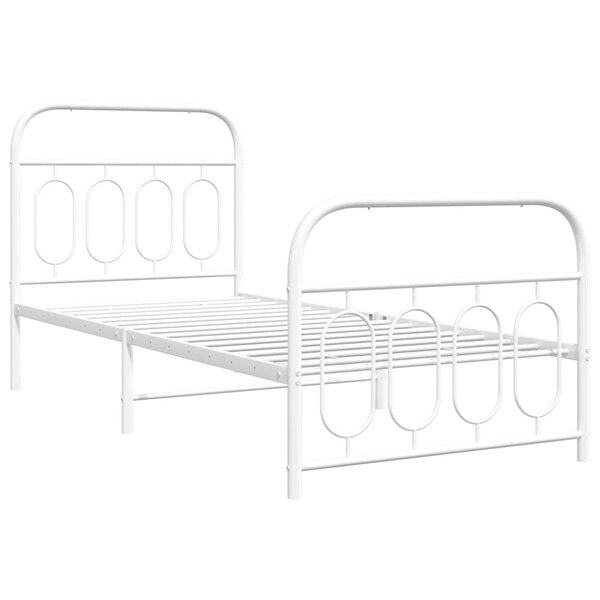 vidaXL Cadre de lit métal avec tête de lit/pied de lit blanc 90x200 cm