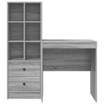 vidaXL Bureau avec rangement Gris Sonoma en bois reconstitué