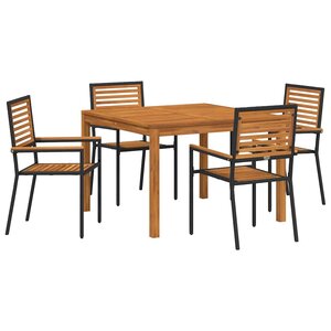 vidaXL Ensemble de salle à manger pour jardin 5 Pièces Noir Poly rotin