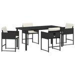 vidaXL Ensemble de salle à manger pour jardin 5 Pièces Noir polyrotin