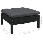 Vidaxl salon de jardin 11 pièces avec coussins noir bois de pin