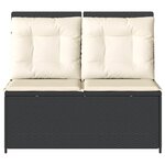 vidaXL Banc inclinable de jardin avec coussins noir résine tressée