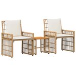 vidaXL Ensemble de meubles d'extérieur 3 Pièces Blanc Naturel et Crème