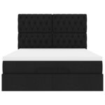 VidaXL Cadre de lit ottoman avec matelas noir 140x200 cm tissu