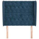 vidaXL Tête de lit avec oreilles Bleu foncé 93x23x118/128 cm Velours