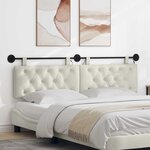 vidaXL Tête de lit suspendue Avec lumière LED Crème Velours