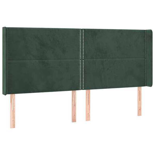 vidaXL Tête de lit avec oreilles Vert foncé 163x16x118/128 cm Velours