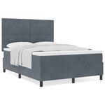Lit à Sommier Box avec Matelas Gris Foncé 160x200 cm Velours