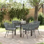 vidaXL Ensemble de salle à manger pour jardin 5 Pièces Gris Poly rotin