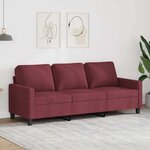 vidaXL Canapé à 3 places Rouge bordeaux 180 cm Tissu