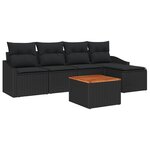 vidaXL Ensemble de canapés de jardin 6 Pièces Noir 55 x 55 x 37 cm