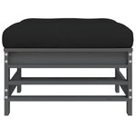 vidaXL Repose-pieds de jardin coussins lot de 2 gris bois pin massif