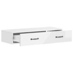 vidaXL Table d'appoint murale Blanc brillant 87 5 x 34 5 x 17 cm