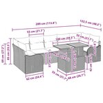 vidaXL Set de canapé de jardin 8 pièces avec des coussins en résine poly tressée noire et en acacia.