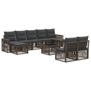vidaXL Ensemble de canapé de jardin 10 Pièces Gris et Gris foncé