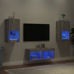 vidaXL Meuble TV muraux 4 Pièces avec lumières LED sonoma gris