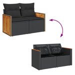 Ensemble de Canapé de Jardin de 8 Pièces avec Coussins Noir en Rotin Poly Acacia
