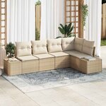 vidaXL Ensemble de canapé de jardin 5 Pièces Beige Poly rotin
