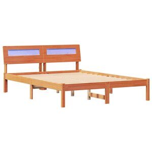 vidaXL Cadre de lit avec tête de lit Brun cire 135 x 190 cm Pin massif