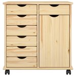 vidaXL Cabinet roulant Marron 63 5 x 39 x 65 5 cm Bois de Pin Massif