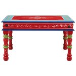 vidaXL Table basse rouge bois de manguier massif peint à la main