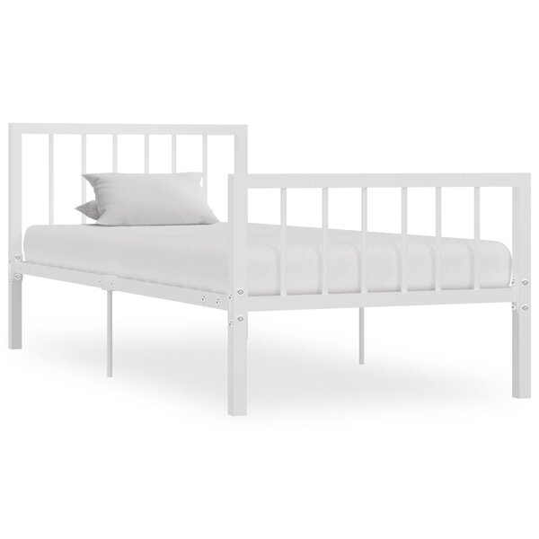 vidaXL Cadre de lit Blanc Métal 90 x 200 cm