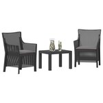 vidaXL Ensemble salon avec coussin 3 Pièces Anthracite PP
