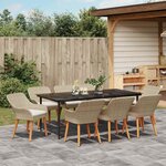 vidaXL Ensemble de salle à manger pour jardin 9 Pièces Beige polyrotin