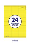 50 planches a4  - 24 étiquettes 70 mm x 35 mm autocollantes jaune par planche pour tous types imprimantes - jet d'encre/laser/photocopieuse