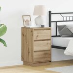 vidaXL Cabinet de chevet avec LED Chêne artisan 39x34.5x65 cm Bois d'ingénierie