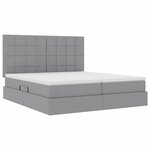 vidaXL Lit de rangement LED avec matelas Gris clair 200 x 200 cm Tissu