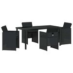 vidaXL Ensemble de salle à manger pour jardin 5 Pièces Noir polyrotin