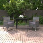 vidaXL Ensemble à manger de jardin coussins 3 Pièces Résine tressée Verre