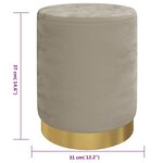 vidaXL Tabouret de rangement rond Gris foncé Velours 31 x 37 cm