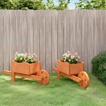 vidaXL Jardinières brouette 2 Pièces 47x15x19 cm bois de sapin massif