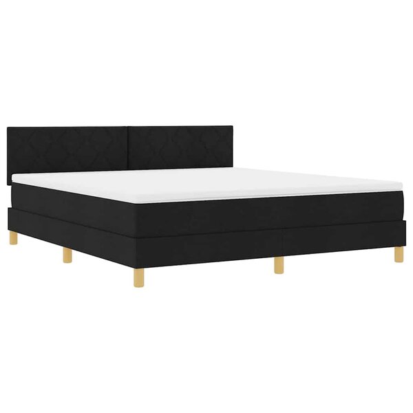 vidaXL Lit à ressorts avec matelas Noir 180 x 200 cm tissu