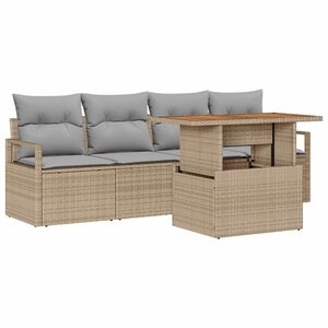 vidaXL Ensemble de canapé de jardin 5 Pièces beige et gris clair