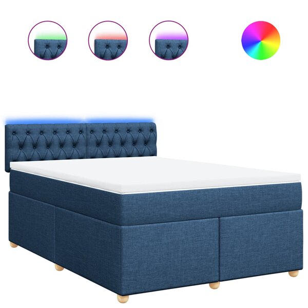 vidaXL Sommier à lattes de lit avec matelas Bleu 140x200 cm Tissu
